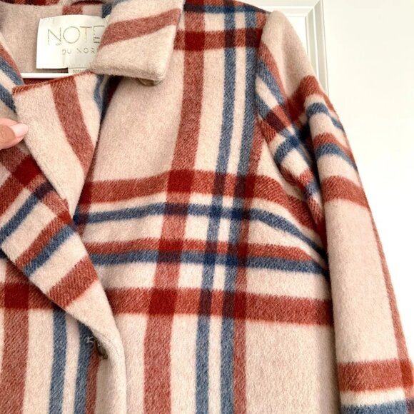 NWT Women's NOTES DU NORD Megan Plaid Wool Blend Coat in Multi Size 36 US4 - Picture 7 of 9
